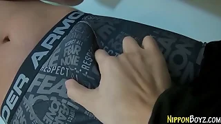 Japanese twink cums pov